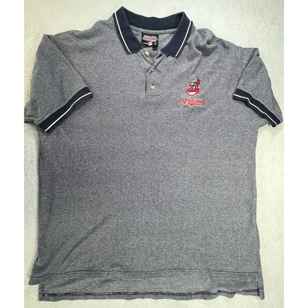 Vintage Cleveland Indians Polo Shirt Mens XL Stitches Chief Wahoo MLB